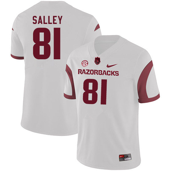 Men #81 Jackson Salley Arkansas Razorbacks College Football Jerseys Sale-White - Click Image to Close